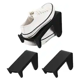 Unique Bargains - Shoe Slot Organizer 2pcs, 9.8x4.3x5.5 Inch Shoe Stacker Double Layer 50% Space Saver for Storage Closet Rack - Black