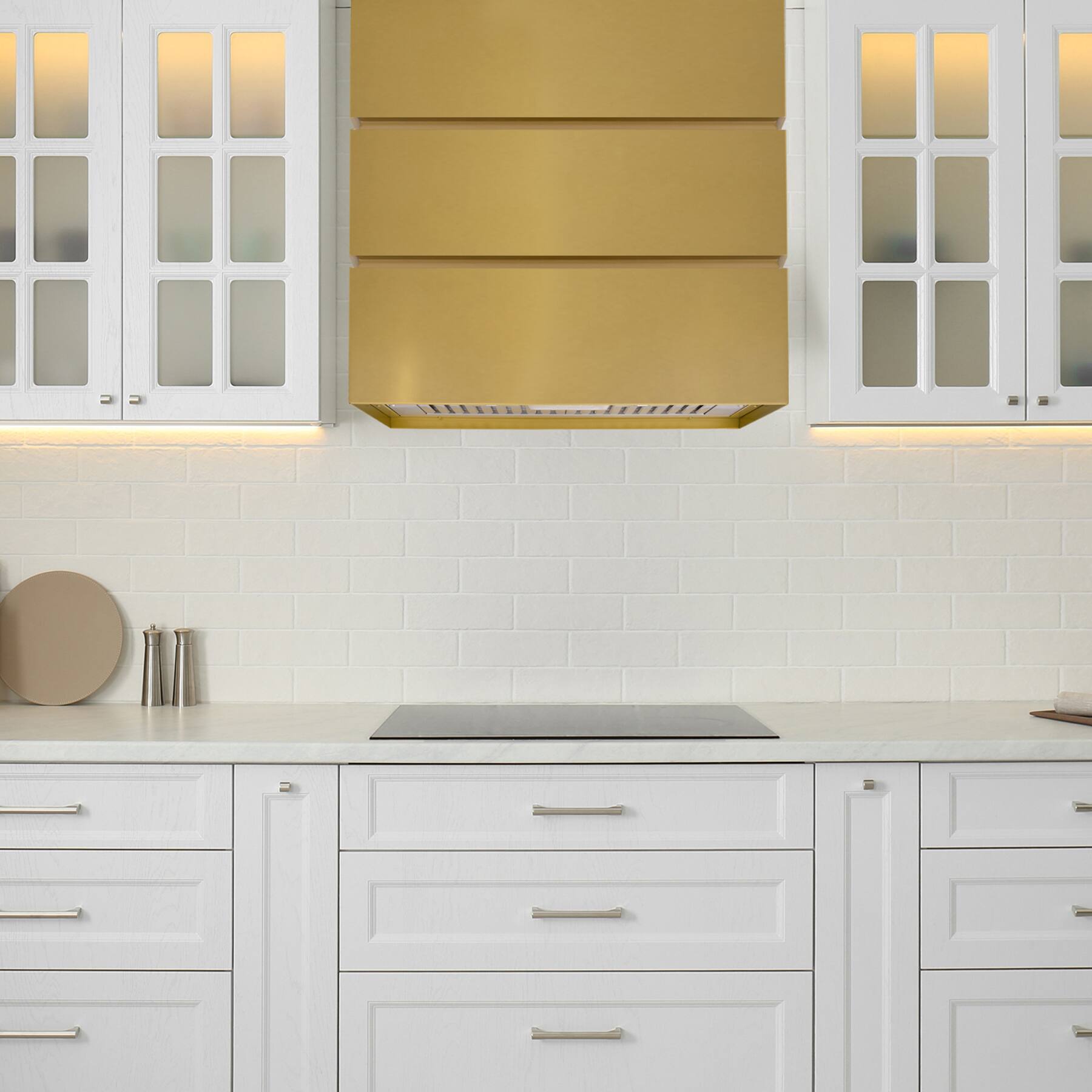 Alt View 6. Akicon - Akicon 30 inch Ducted 600-CFM Matte Gold Wall-Mounted Range Hood with Charcoal Filter - Gold.