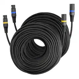 VEVOR - XLR Cable 100 ft, 2 Pack, Shielded Balanced DMX Male to Female Microphone Cables, 3-Pin XLR Mic Speaker Cord Wires - Black