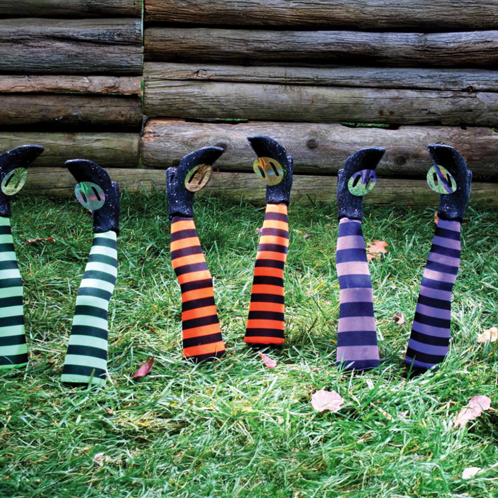 Alt View 10. Funworld - Witch Legs Yard Stakes Purple/Black Halloween Décor - Purple/Black.