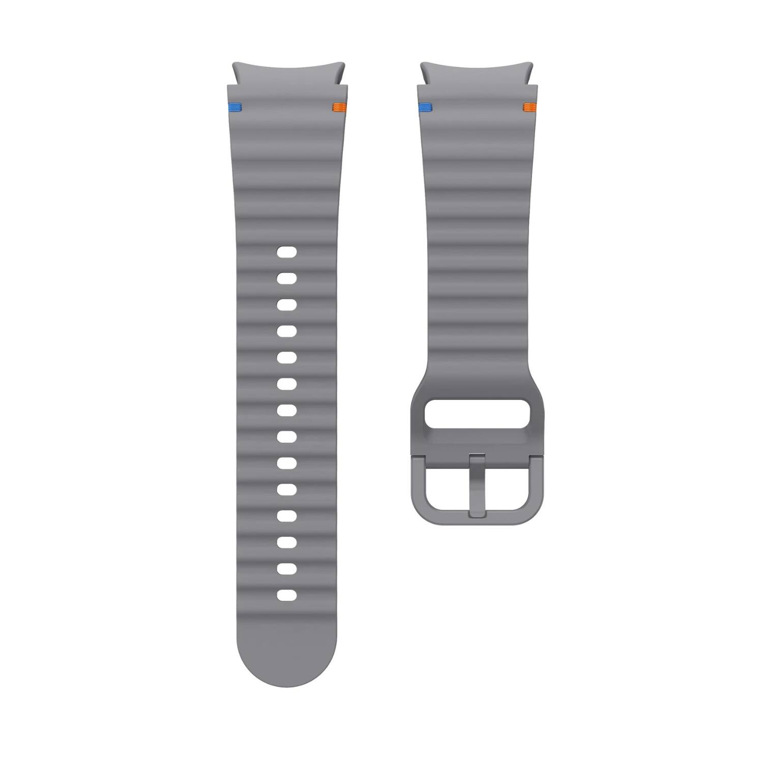 Left. Stock Preferred - Sport Silicone Watch Band for Samsung Galaxy Watch 7/6/5/4 FE for 40mm & 44mm - Grey - Grey.