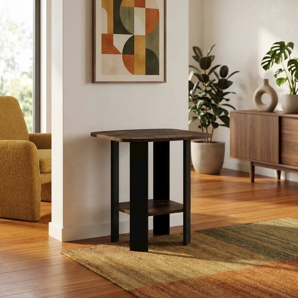 Left. FurniFact - Amber Pine and Black Finish Accent End Table for Living Room - Amber Pine/Black.