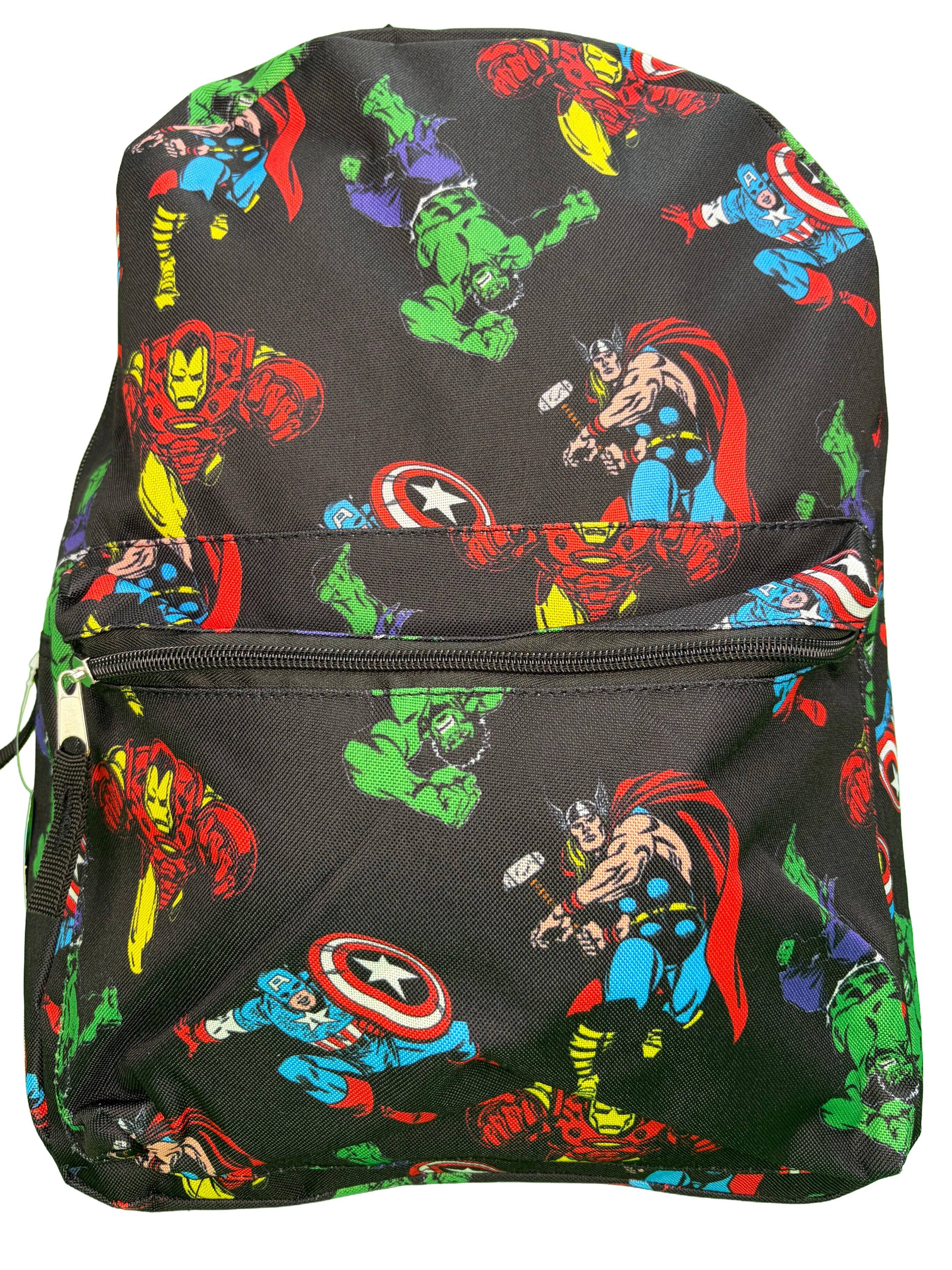 Alt View 1. Marvel - Marvel Avengers All Over Print Black 16" Nylon School Backpack for Boys, with a front Pocket - Assorted Pre-Pack.