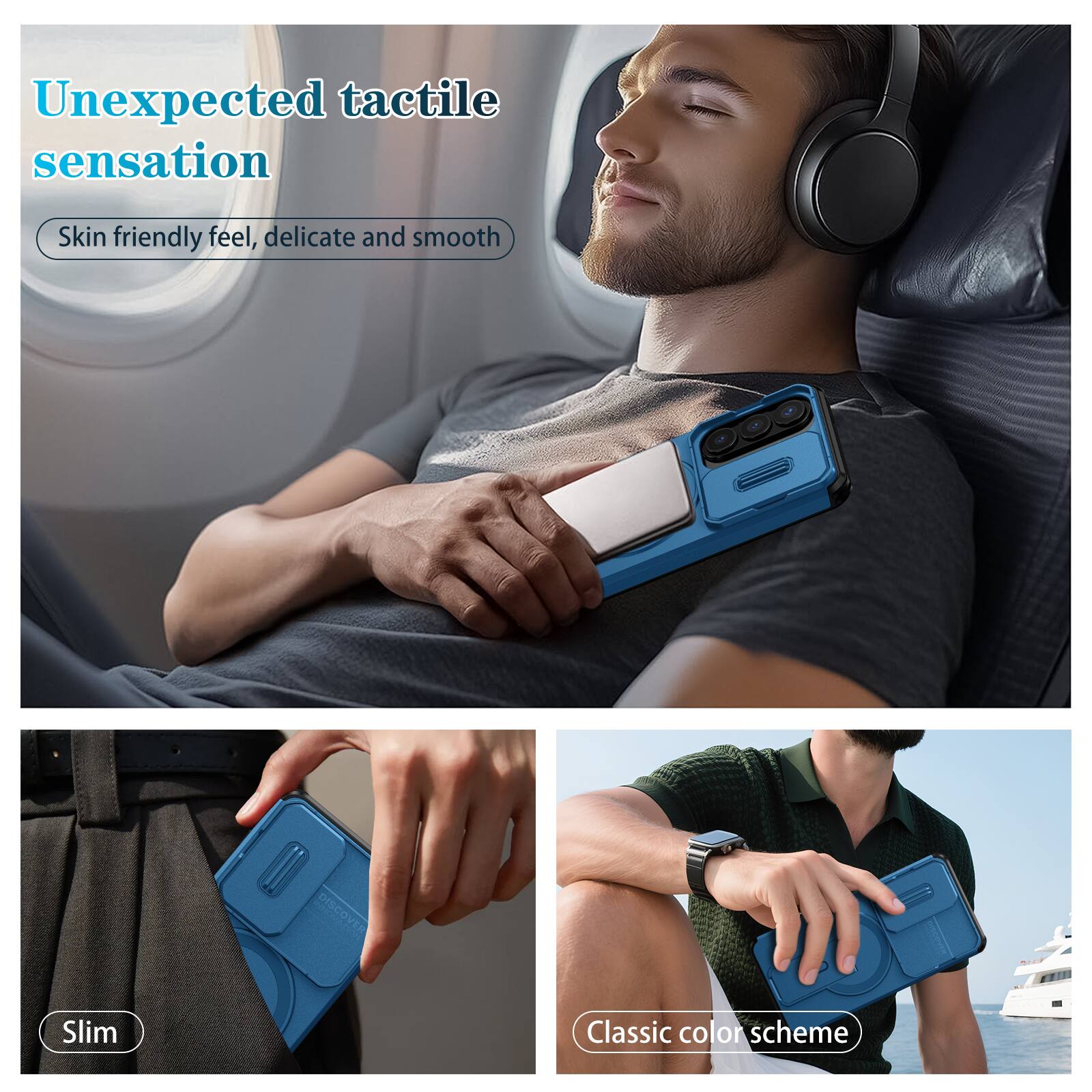 Unexpected tactile sensation  
Skin friendly feel, delicate and smooth  

Slim  

Classic color scheme