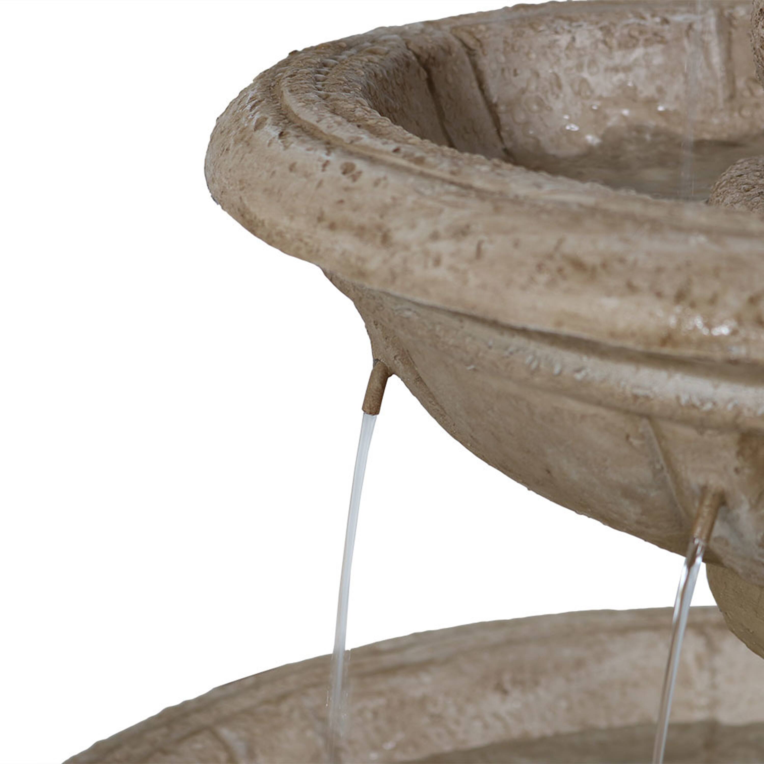 Alt View 7. Sunnydaze - Cornucopia Polyresin Outdoor 3-Tier Water Fountain - Beige.