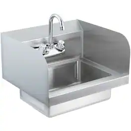 VEVOR - Commercial Hand Sink with Faucet and Side Splash, Stainless Steel Sink for Washing, Small Hand Washing Sink - Stainless steel color