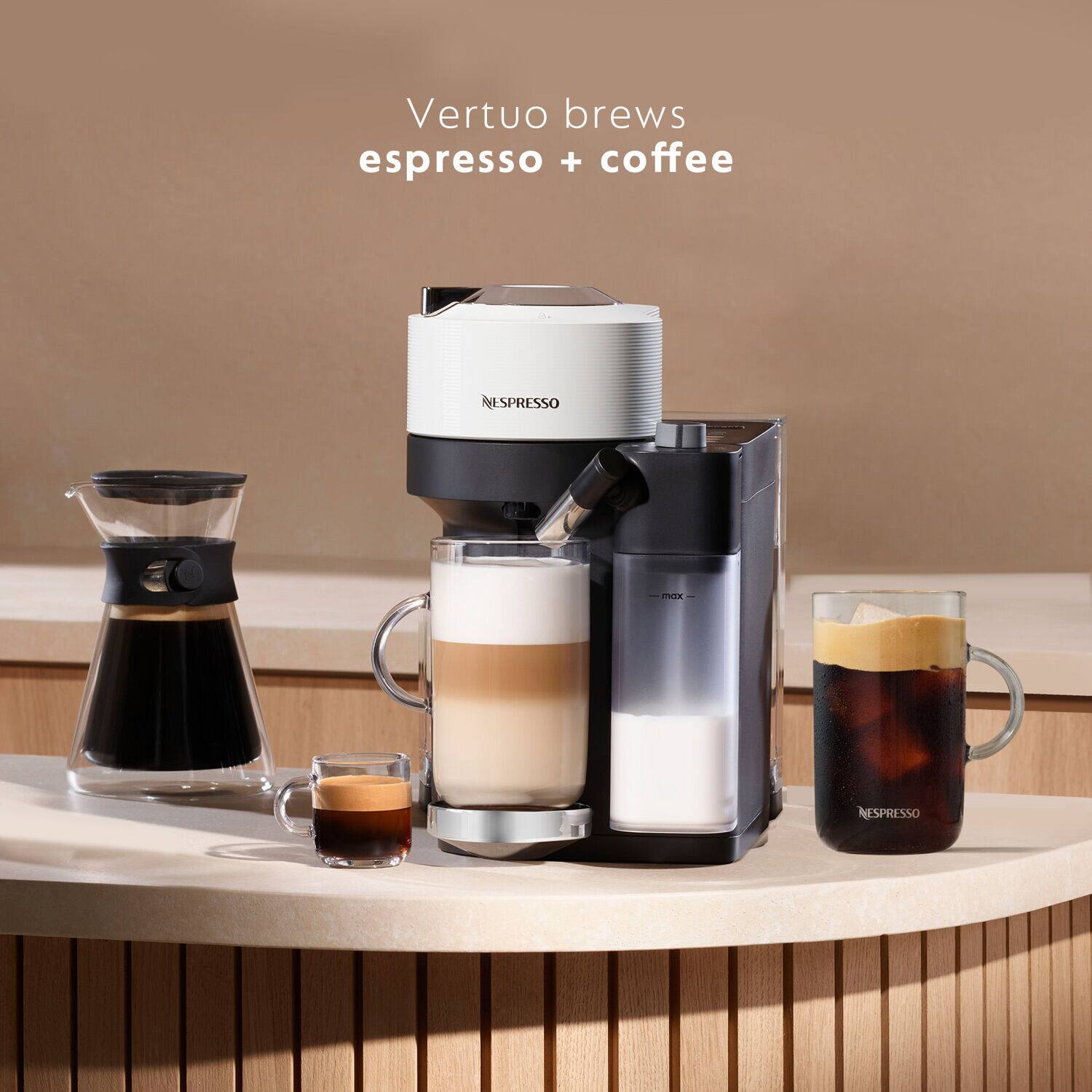 Vertuo brews espresso + coffee