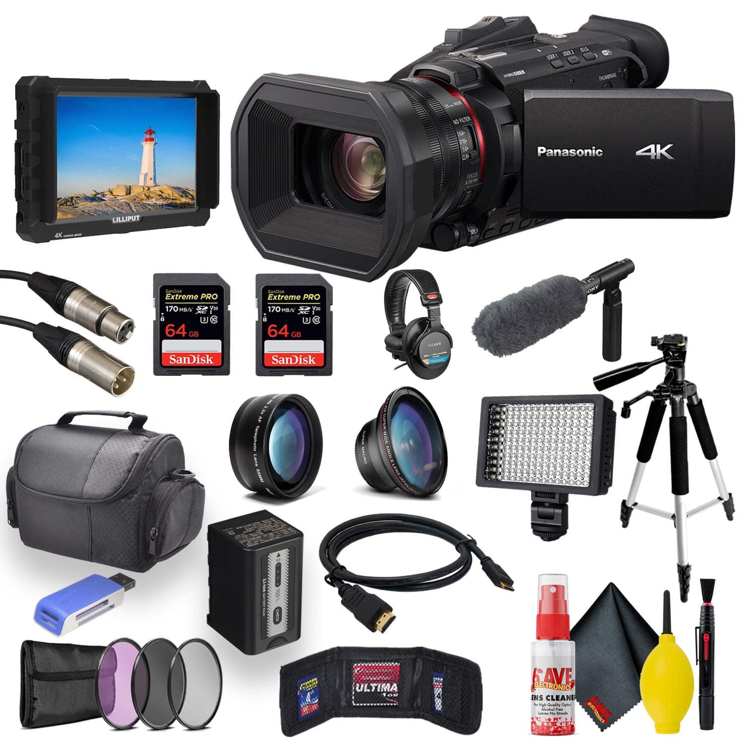 Panasonic - HC-X1500 4K Professional Camcorder with 24x Optical Zoom Pro Bundle