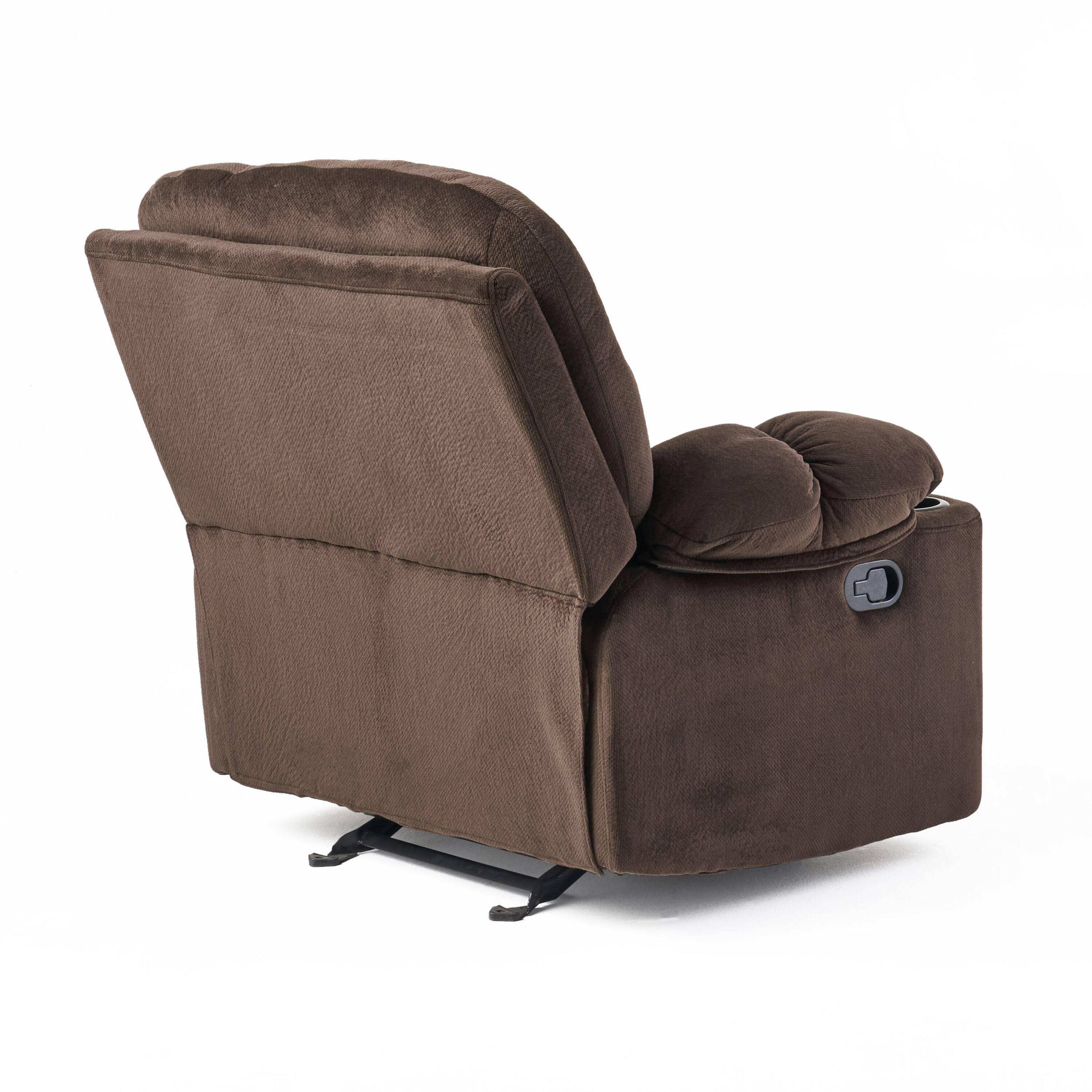 Alt View 6. TinyHomie - Luxurious Manual Recliner Chair in Chocolate with Skin Friendly Fabric and Dual Cup Holders - white.
