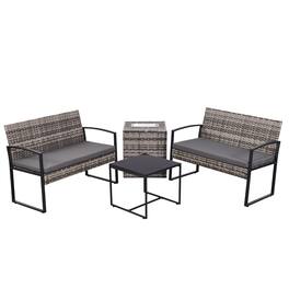 Boyel Living - 4-Piece Set Outdoor Patio Ice Bucket Set with 2 chairs 1 ice bucket table - Gray