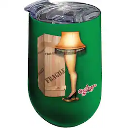Spoontiques - A Christmas Story Leg Lamp Stainless Steel Double Wall Insulated Wine Tumbler 16 ounce - Green