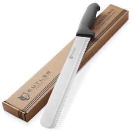 KUTLER - Stainless Steel Bread Knife and Cake Slicer with Serrated Edge - Black