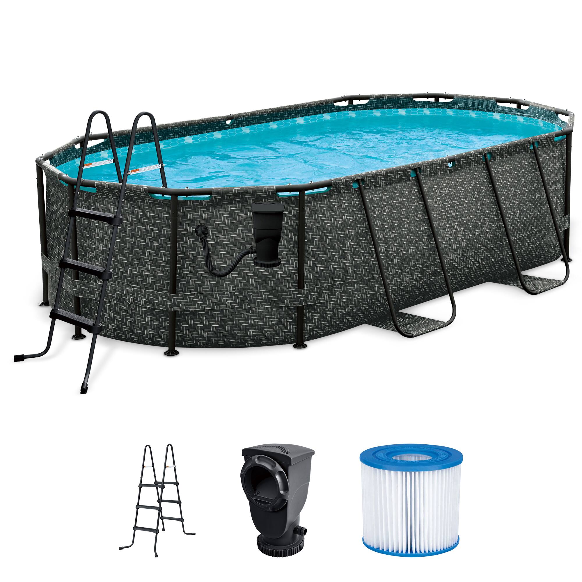 "Funsicle - 13' x 8' x 39.5"" Oasis Designer Oval Swimming Pool - Dark Herringbone" price history on PriceWatchPro