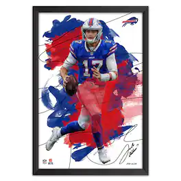 Sporticulture - Josh Allen Buffalo Bills 14" x 20" Brush Stroke Player Framed Art Print - Multicolor