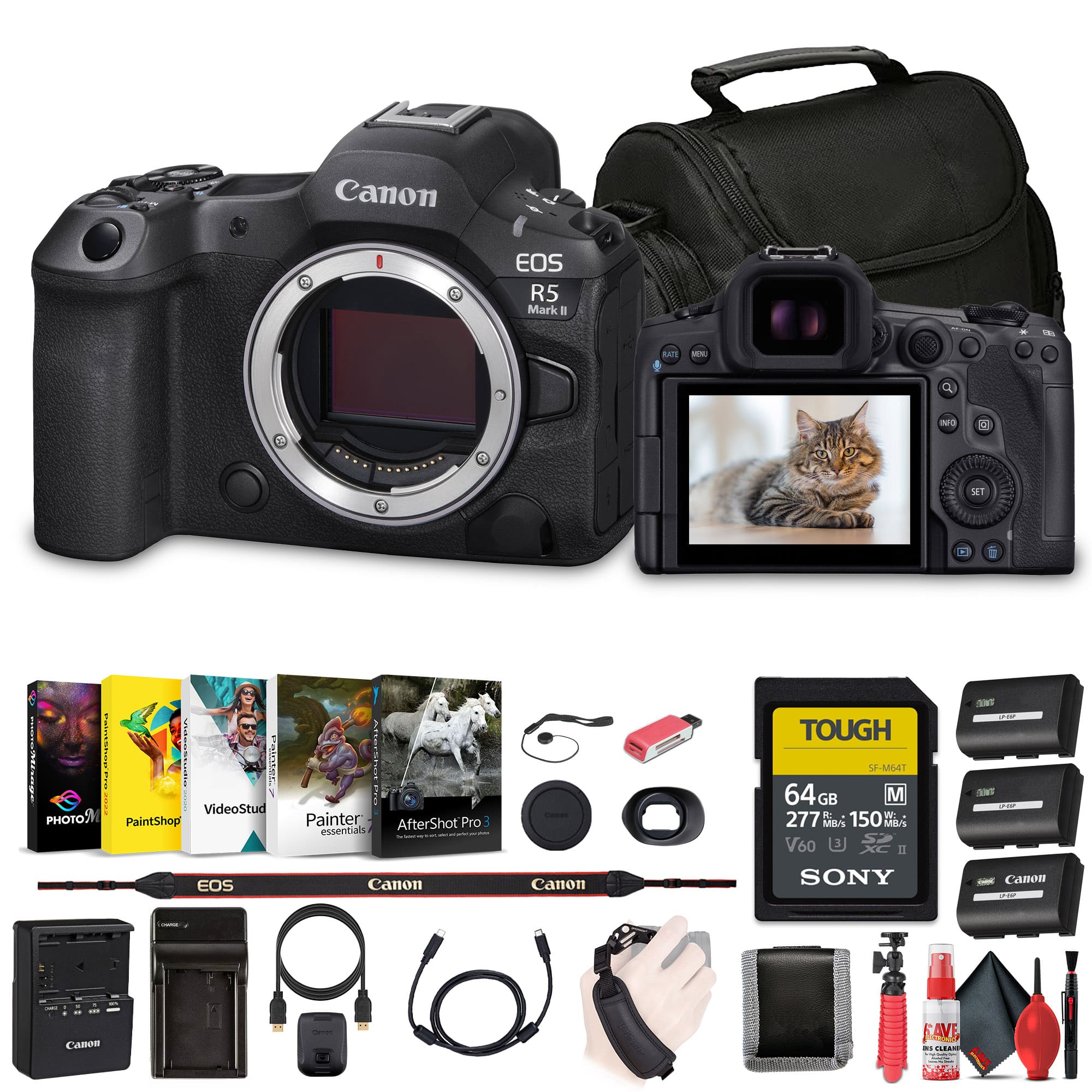 Canon - EOS R5 Mark II Mirrorless Camera, 45MP, Full-Frame Hybrid Camera, 8K Video Bundle (International Version)