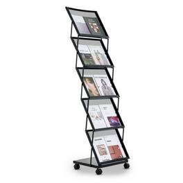 VEVOR - Brochure Display Rack, Foldable 5 Pockets Magazine Literature Display Stand, Movable Floor Standing Magazine Rack - Black