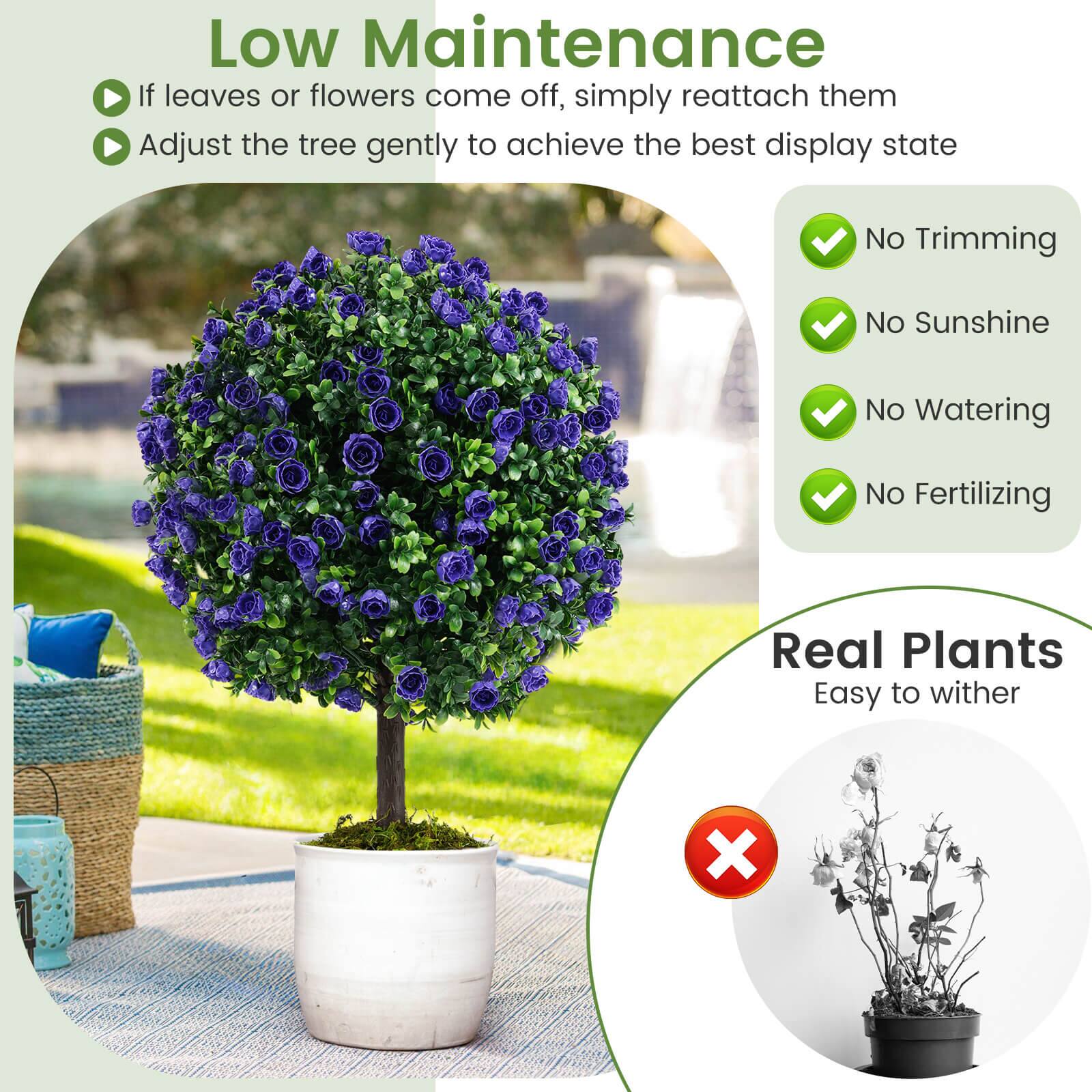 Low Maintenance

- If leaves or flowers come off, simply reattach them.
- Adjust the tree gently to achieve the best display state.

No Trimming
No Sunshine
No Watering
No Fertilizing

Real Plants
Easy to wither