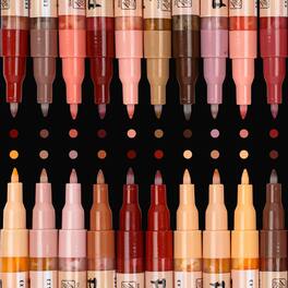 Pintar - Skin Tone Markers Extra Fine Tip - Skin Tone Watercolor Pens - Skin Tone Acrylic Paint Markers - Pack of 20, 0.7mm