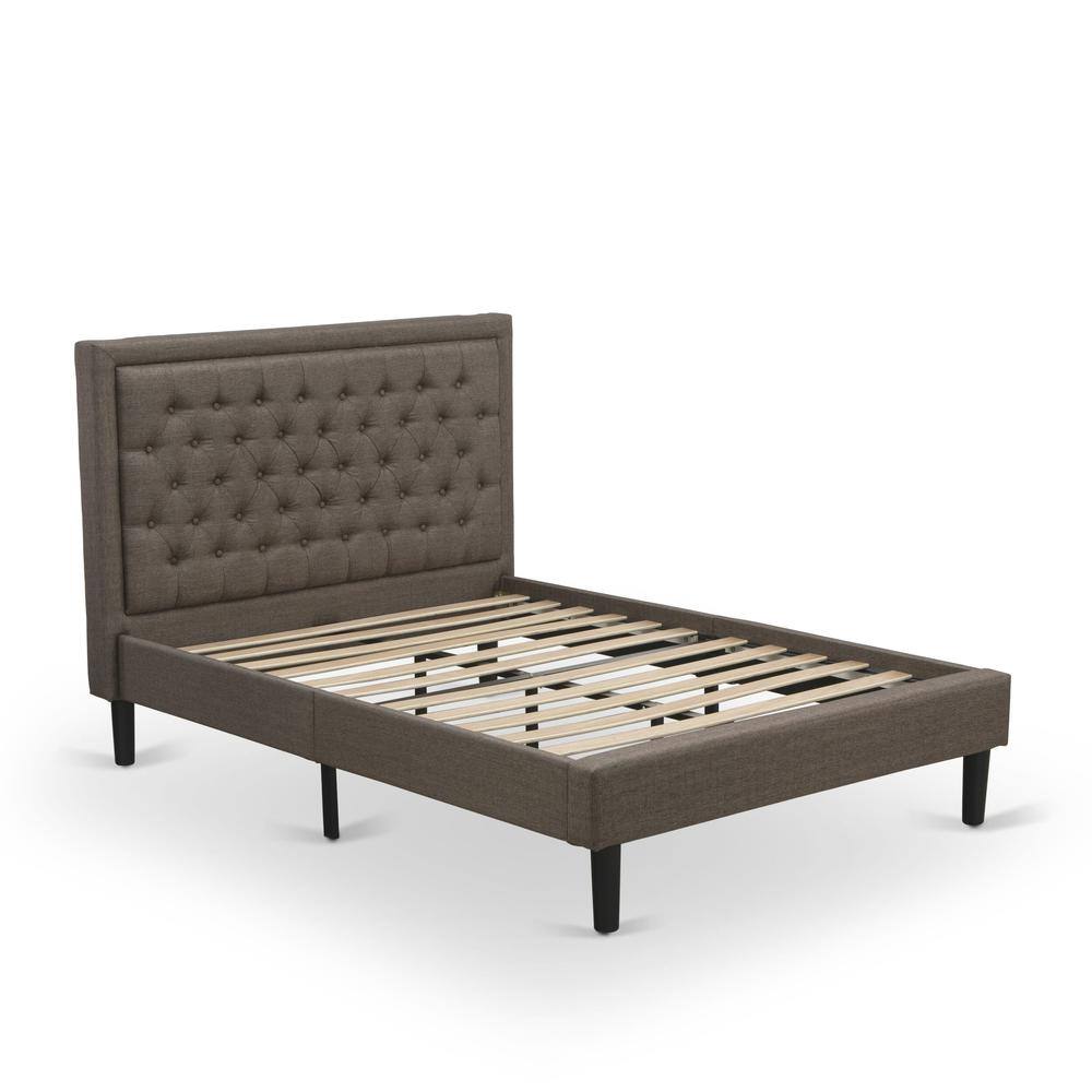 Back. East West Furniture - KD18F-1VL06 2 Piece Wooden Bedroom Set - Wood Bed Frame Brown Headboard with 1 Nightstand - Black Finish Legs - Brown.