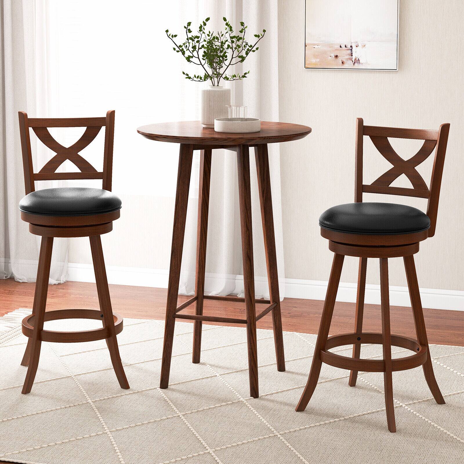 Alt View 1. Ecooso - 2 Pieces Classic Counter Height Swivel Bar Stool Set with X-shaped Open Back - Espresso.
