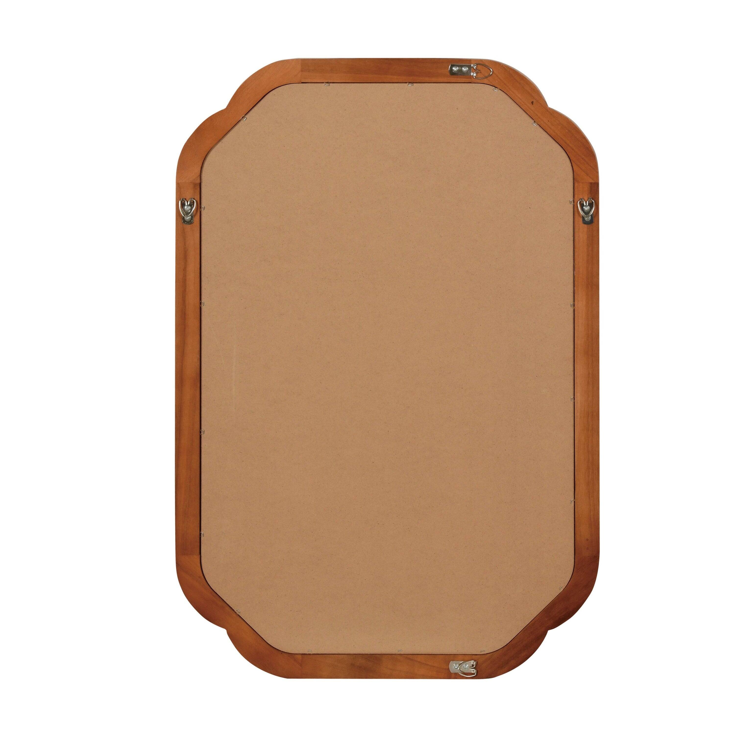 Alt View 5. BreeBe - 24x36 Yellowish Brown Solid Wood Rounded Corner Decorative Mirror for Bedroom Bathroom Living Room Entryway - Yellow Brown.