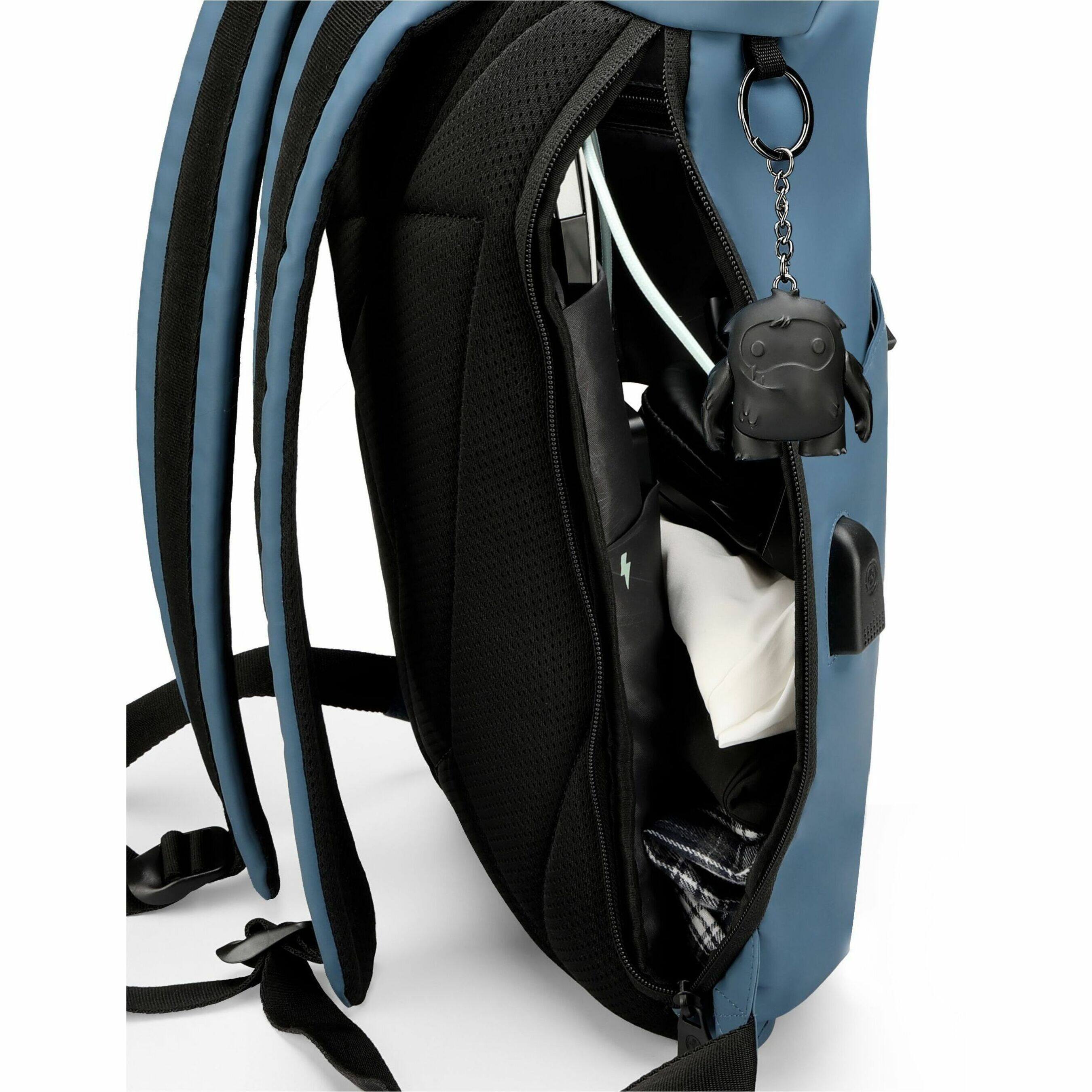 Alt View 20. Swissdigital Design - LAMONE Rolltop TSA-Friendly Water-Resistant Backpack With USB Charging Port  RFID Protection and Fits Up to 16″ Laptop - Dark Blue.