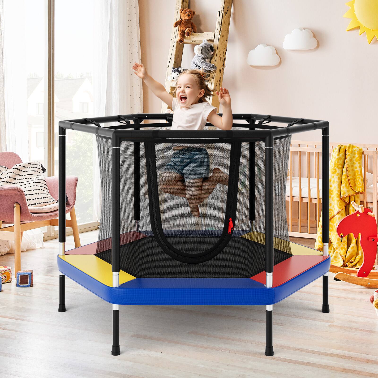Alt View 1. Gymax - Gymax 48'' Recreational Trampoline for Kids 4 FT Indoor & Outdoor Trampoline - Colorful.