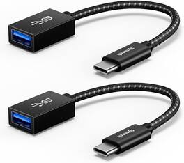 Syntech - USB C to USB Adapter, 2 Pack USB C to USB 3, Type C to Type A, Thunderbolt 3 to USB Female Adapter OTG Cable - Black