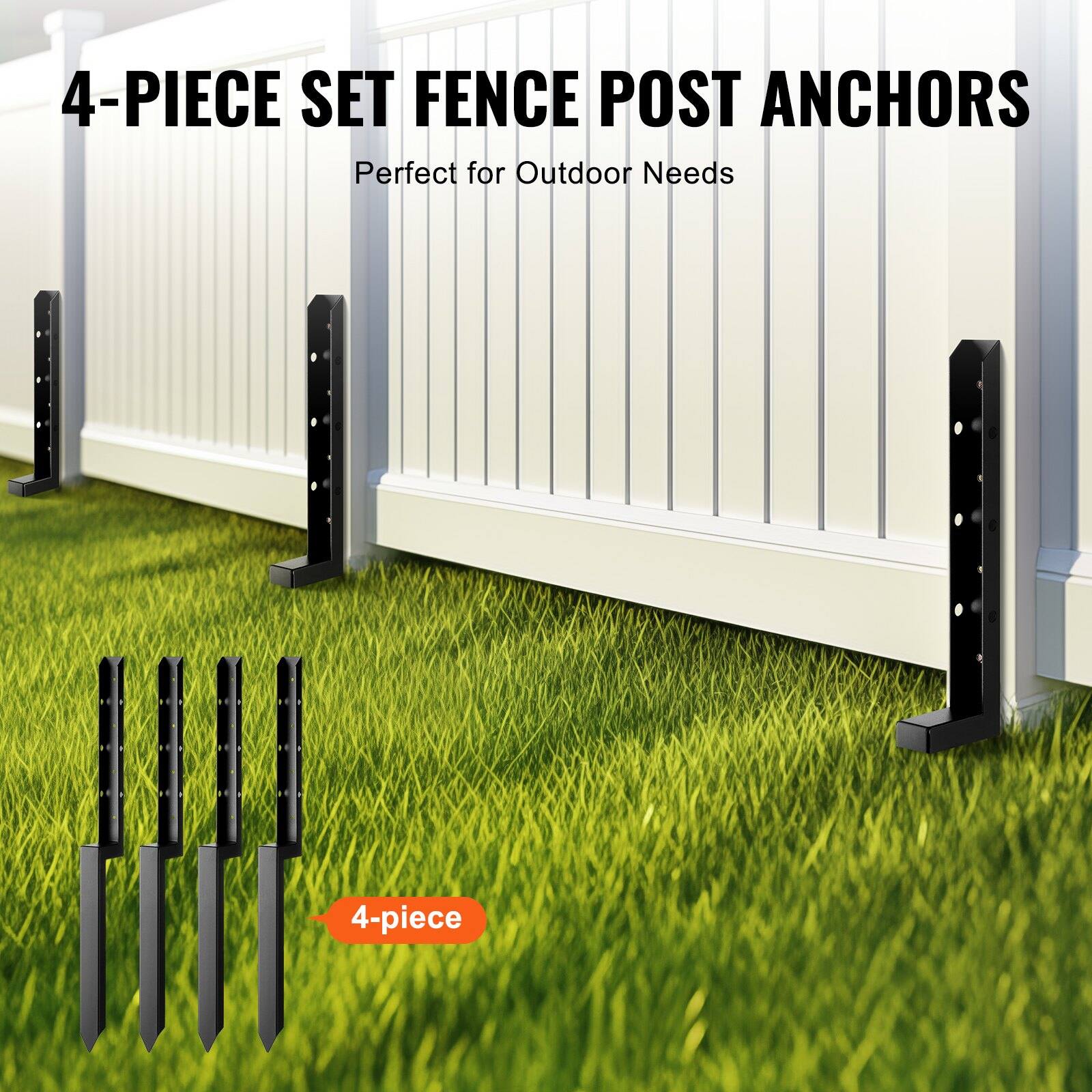 4-PIECE SET FENCE POST ANCHORS  
Perfect for Outdoor Needs  

4-piece
