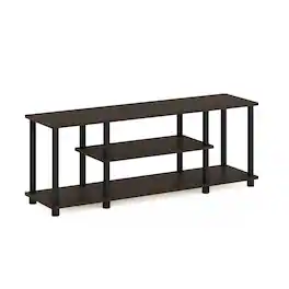 Furinno - Turn-N-Tube No Tools 3D 3-Tier Entertainment TV Stands - Dark Brown/Black