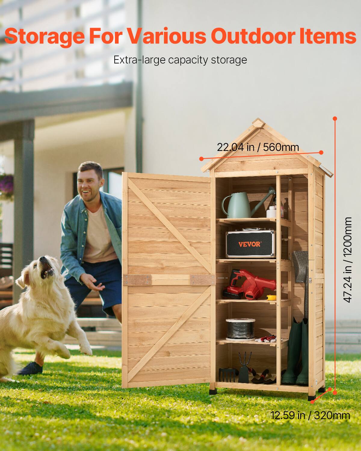 Storage For Various Outdoor Items

Extra-large capacity storage

22.04 in / 560mm

47.24 in / 1200mm

12.59 in / 320mm