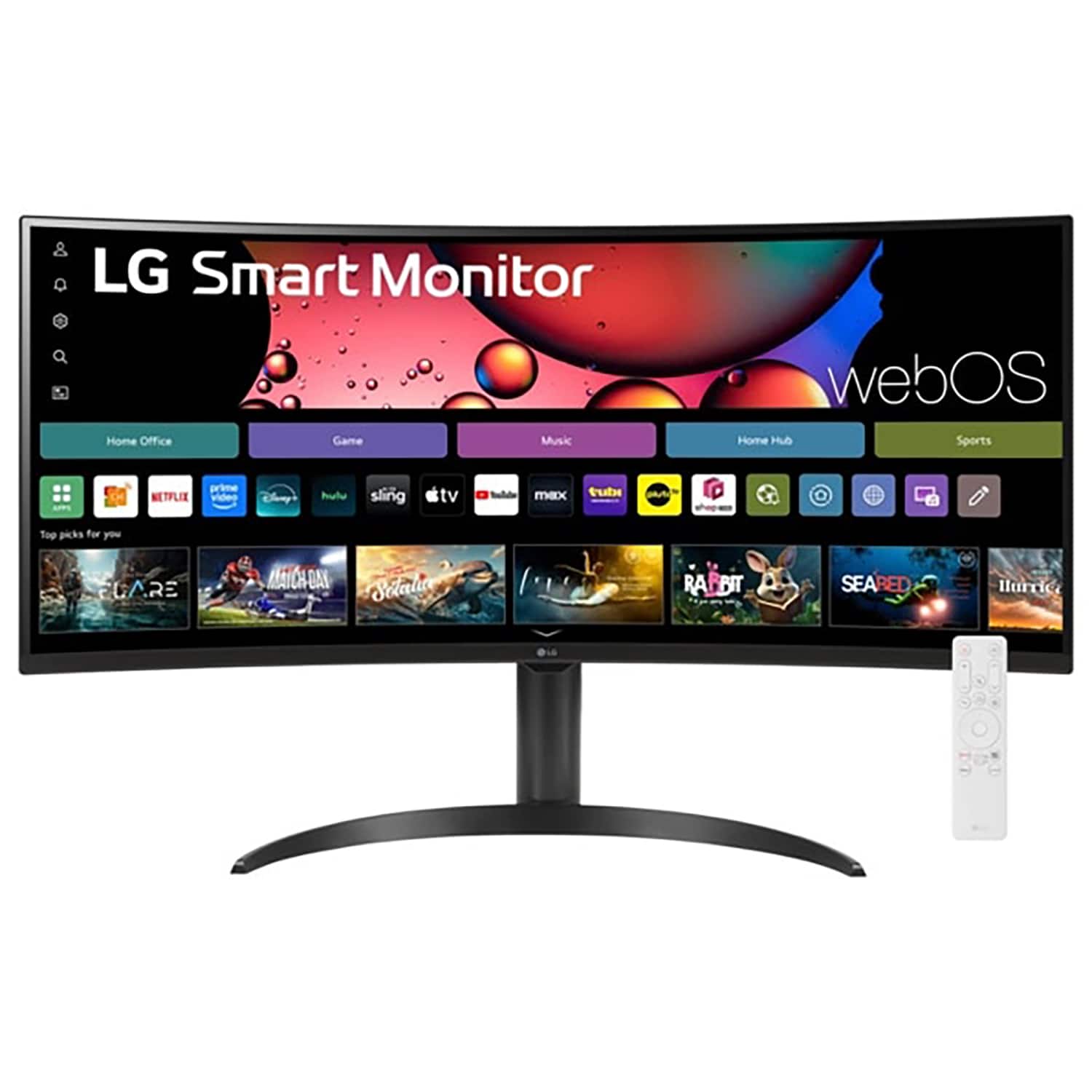 LG - 34" Smart Monitor WQHD 1440P Curved Screen 100Hz with webOS Tilt/Height Adjustable Stand - Black