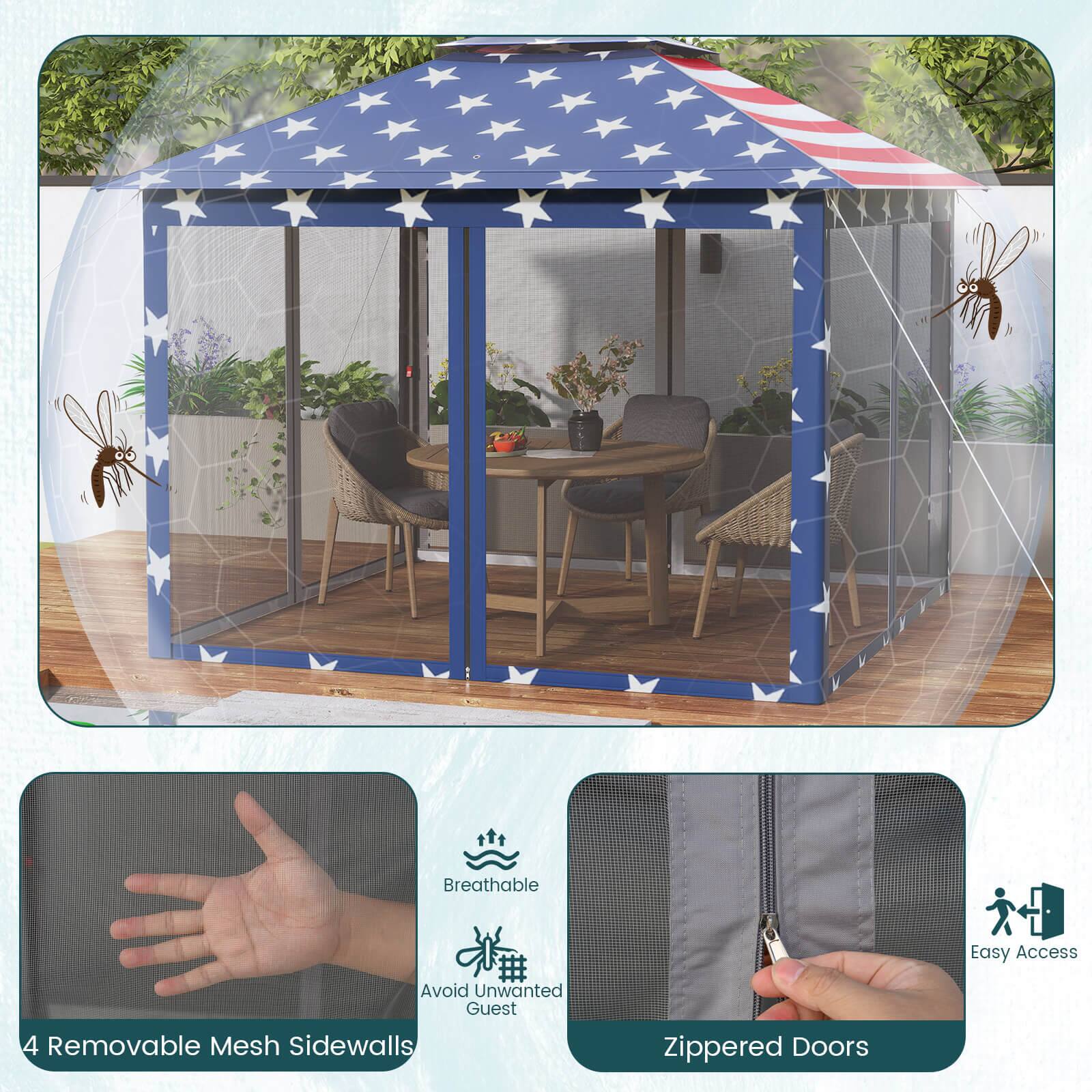 Breathable  
Avoid Unwanted Guest  
4 Removable Mesh Sidewalls  
Zippered Doors  
Easy Access