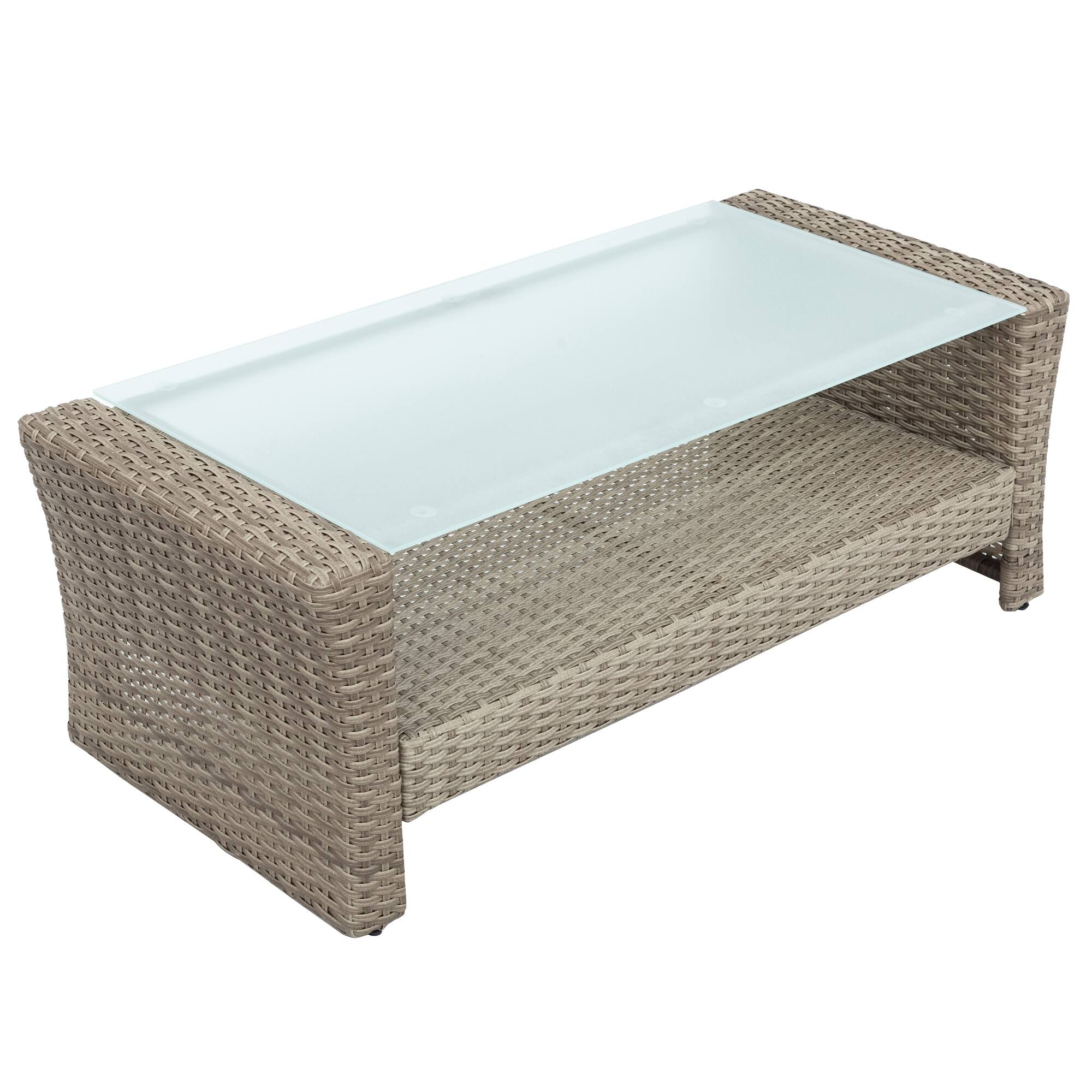 Alt View 1. Siljoy - U-style 4-Piece Patio Set, All Weather Wicker Sofa with Ottoman & Cushions - Beige.