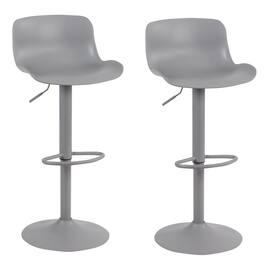 AmeriHome - Adjustable Height Monochromatic Bar Stool Set - 2 Piece - Gray