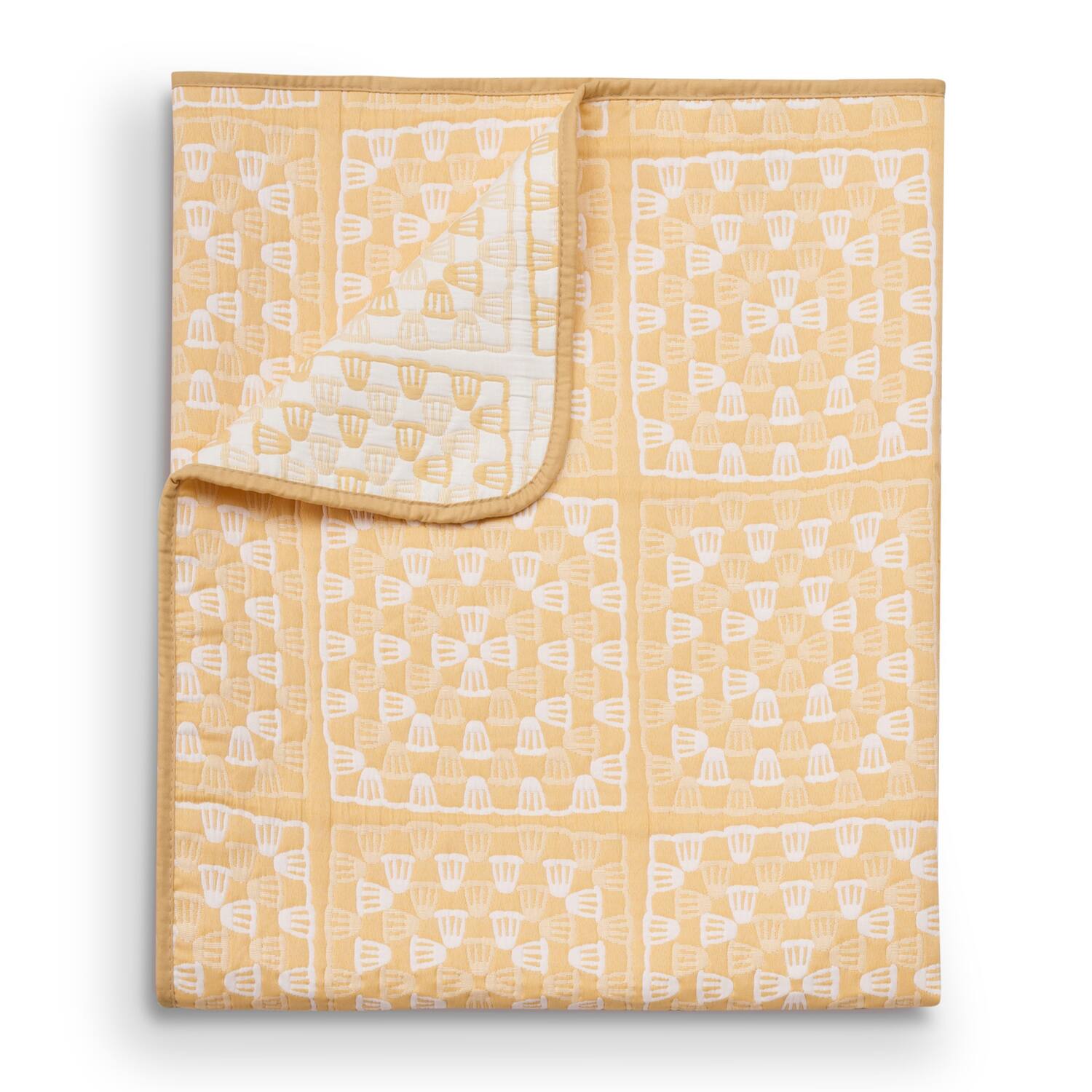 Left. Greenland Home Fashions - Greenland Home Fashion Granny Squares 100% Polyester Reversible Accessory Throw Blanket 50" x 60" Gold - Gold.