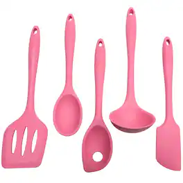 Chef Craft - 5 Piece Premium Silicone Kitchen Tool and Utensil Set - Pink