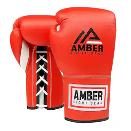 Amber Sporting Goods - Premium All-Leather Professional Fight Gloves, Stylish 12oz Size - Red