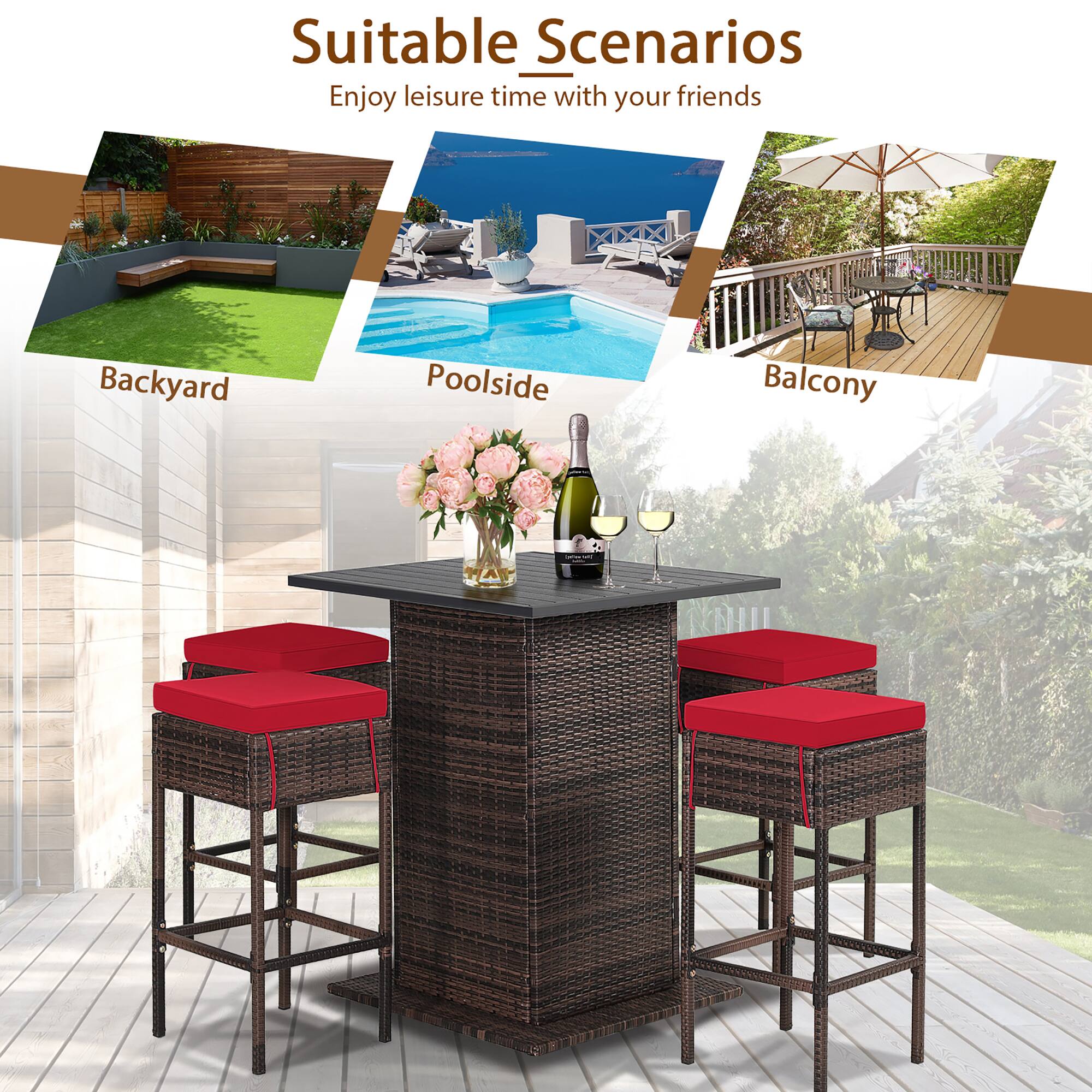 Suitable Scenarios  
Enjoy leisure time with your friends  

Backyard  
Poolside  
Balcony