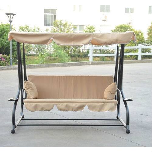 Angle. Hivvago - Outdoor Canopy Swing Patio Porch Shade Deck Bed in Sand - Sand.