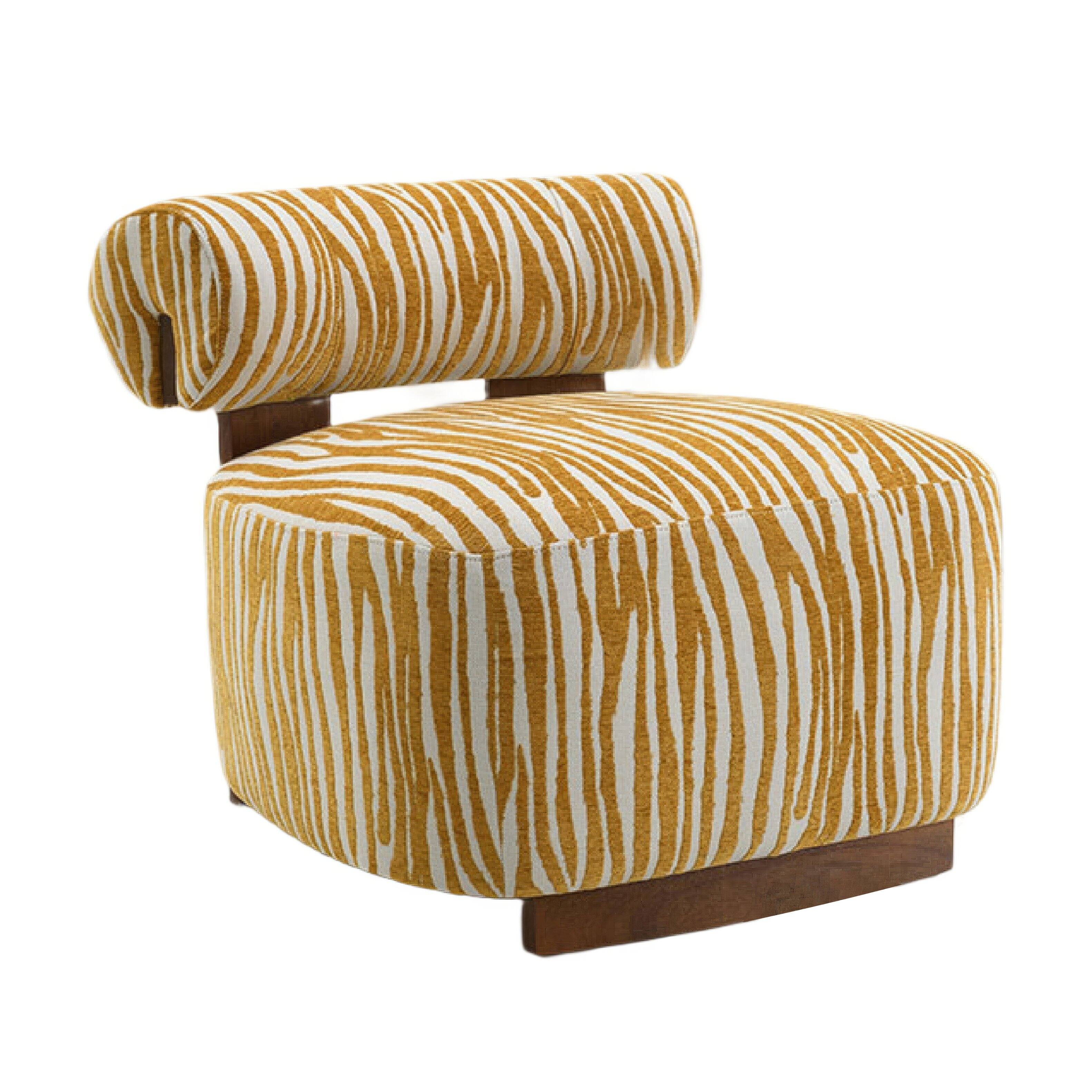 Front. Manhattan Lane - Niya Zebra Accent Chair, Cylindrical Backrest - Yellow, White, Dark Brown.