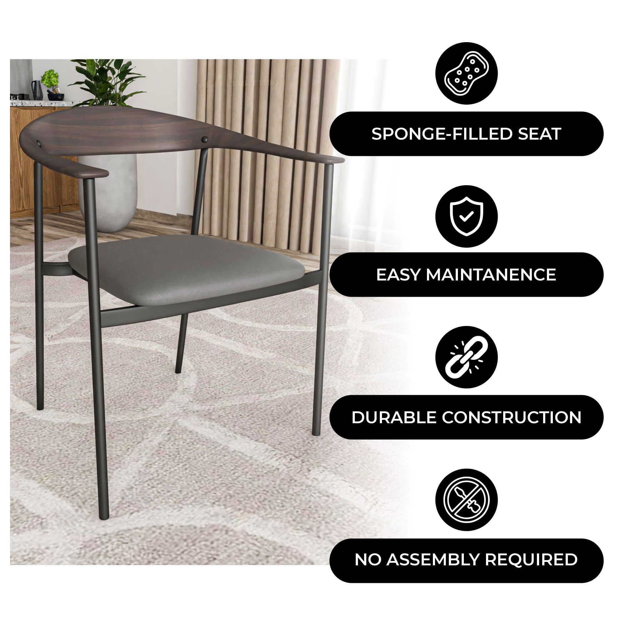 SPONGE-FILLED SEAT  
EASY MAINTENANCE  
DURABLE CONSTRUCTION  
NO ASSEMBLY REQUIRED
