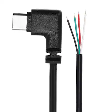 Front. Unique Bargains - Right Angle USB C Male to 4-Pin Pigtail, 28AWG 12V 3A, for DIY Keyboard Repair, 4pcs - Black.