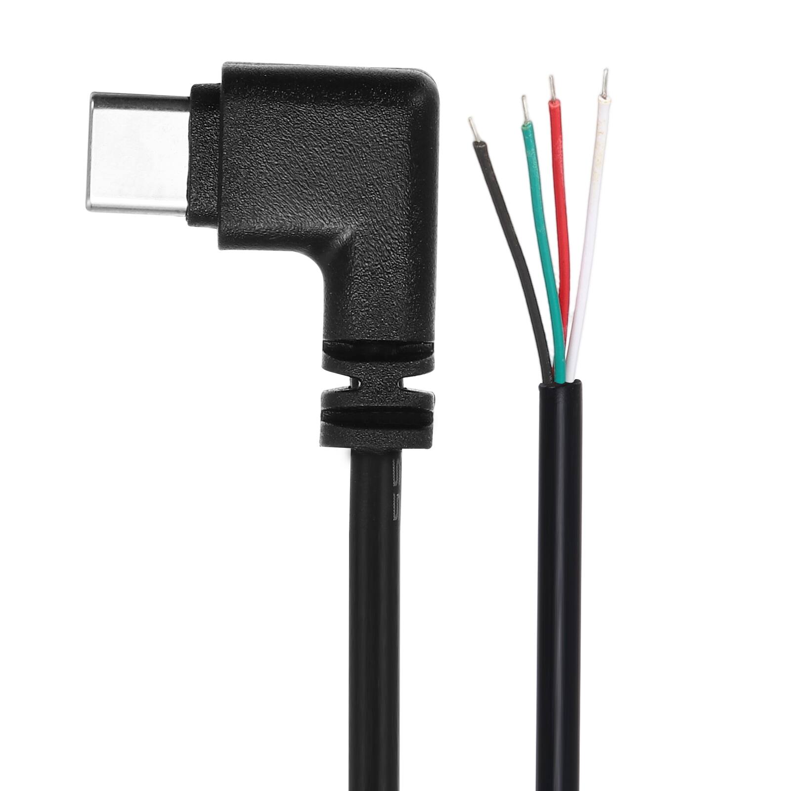 Front. Unique Bargains - Right Angle USB C Male to 4-Pin Pigtail, 28AWG 12V 3A, for DIY Keyboard Repair, 4pcs - Black.