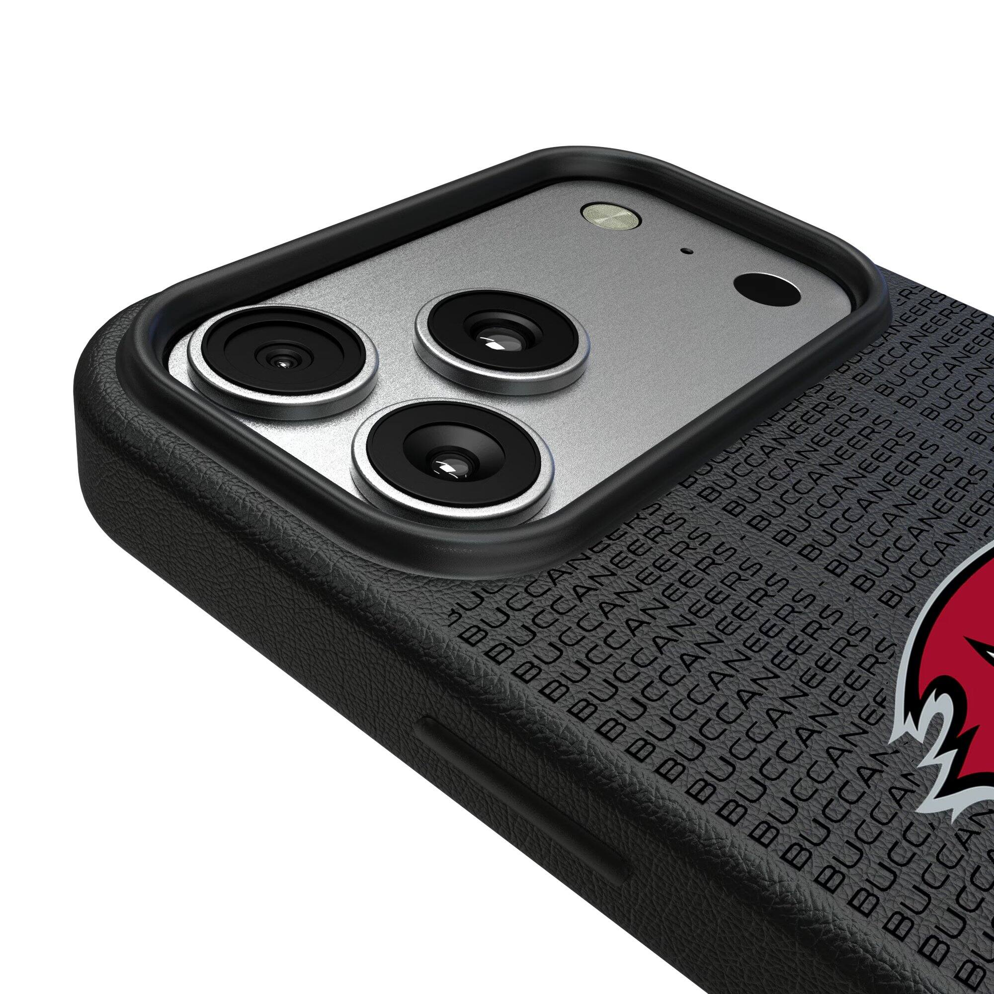 Alt View 2. Keyscaper - Tampa Bay Buccaneers Primary Logo iPhone Magnetic Bump Case - 15 Plus - Black.