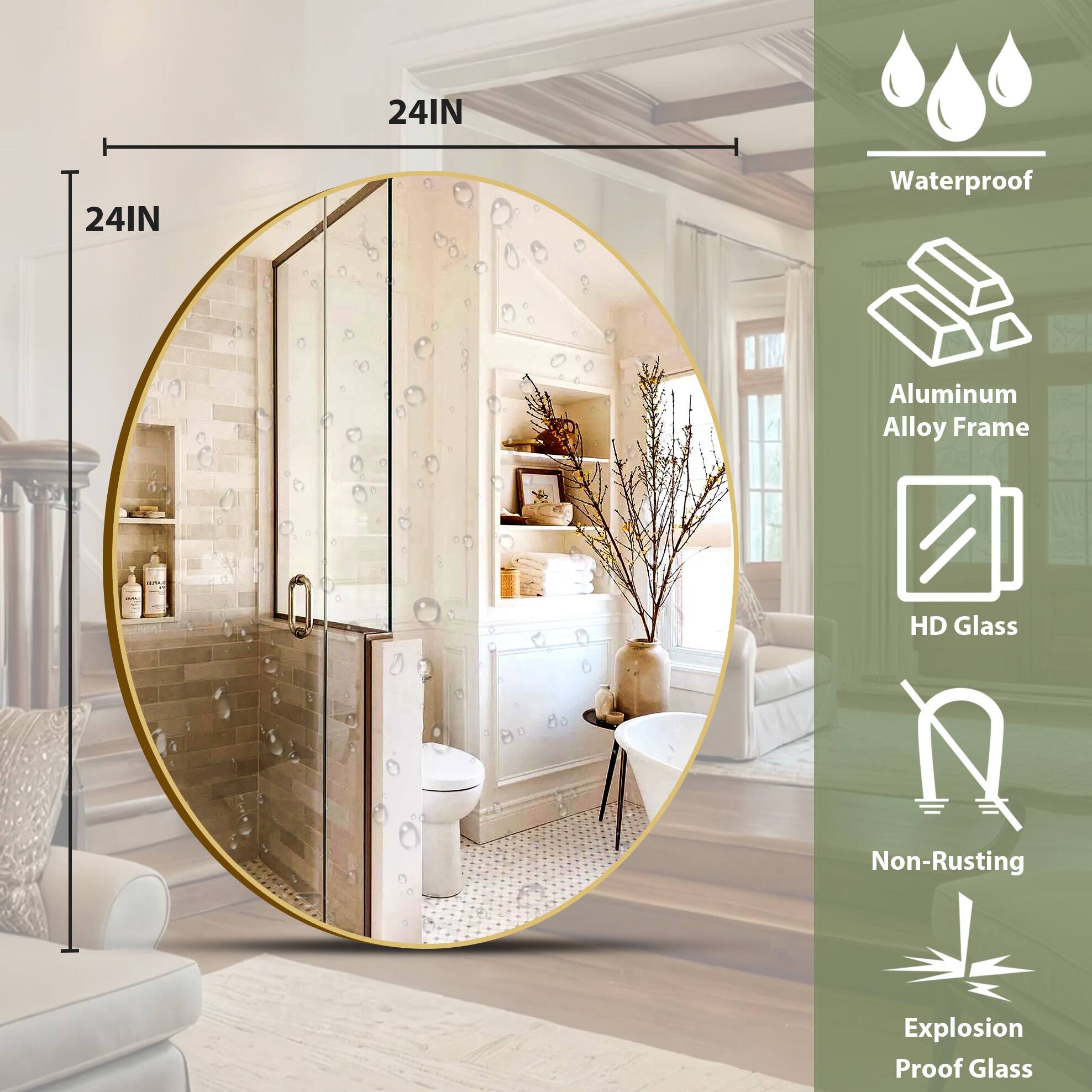 24IN x 24IN Waterproof Aluminum Alloy Frame HD Glass Non-Rusting Explosion Proof Glass