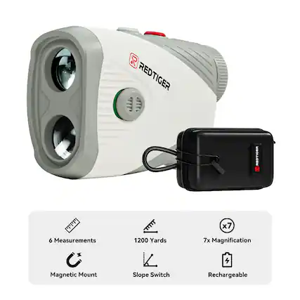 - REDTIGER
- 6 Measurements
- 1200 Yards
- 7x Magnification
- Magnetic Mount
- Slope Switch
- Rechargeable