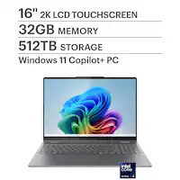 Lenovo - Yoga 7i 2-in-1 - Copilot+ PC - 16" 2K Touchscreen Laptop - Intel Core Ultra 5 Processor - 16GB Memory - 512GB SSD - Luna Grey - Front_Zoom