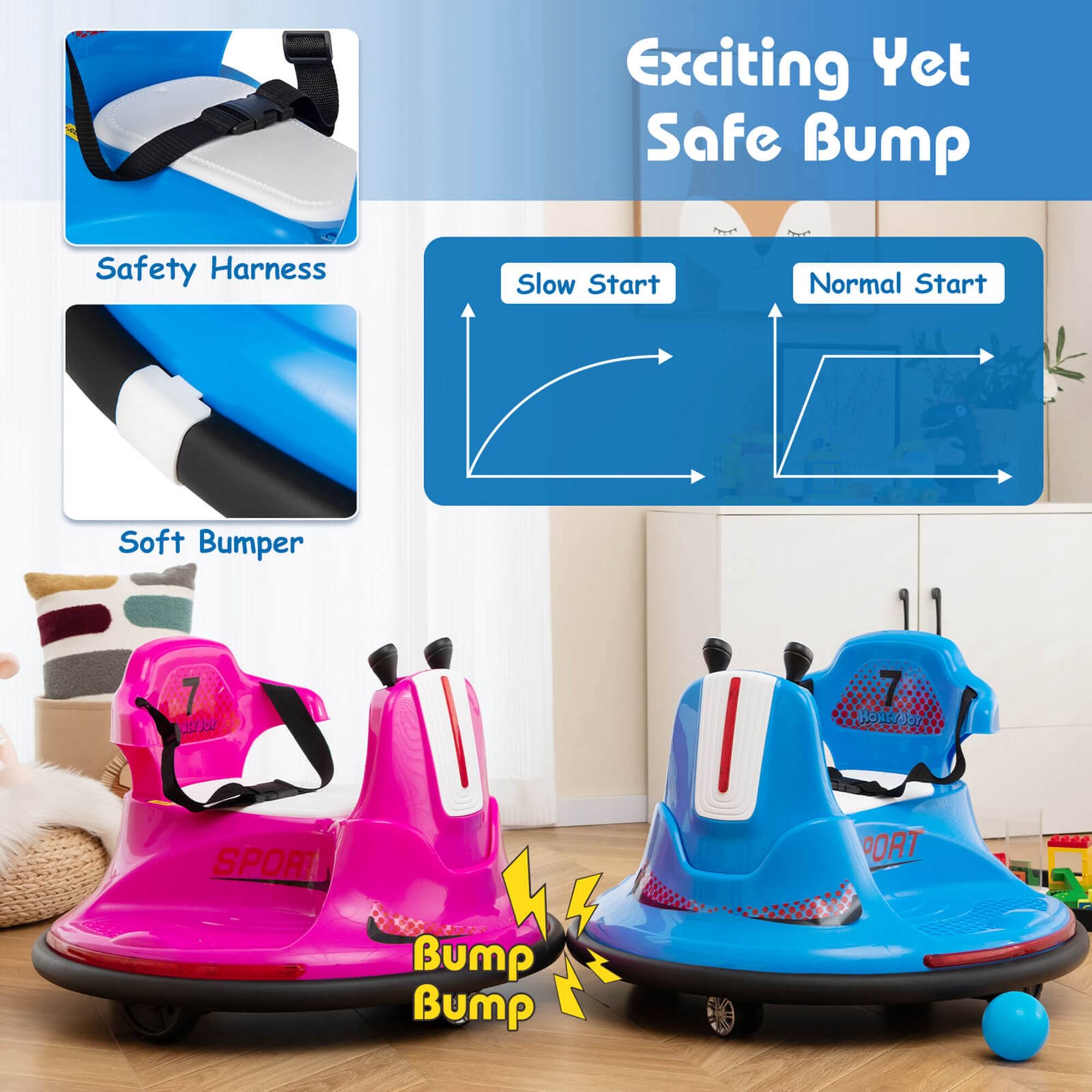 Exciting Yet Safe Bump

Safety Harness

Soft Bumper

Slow Start

Normal Start

SPORT

Bump Bump