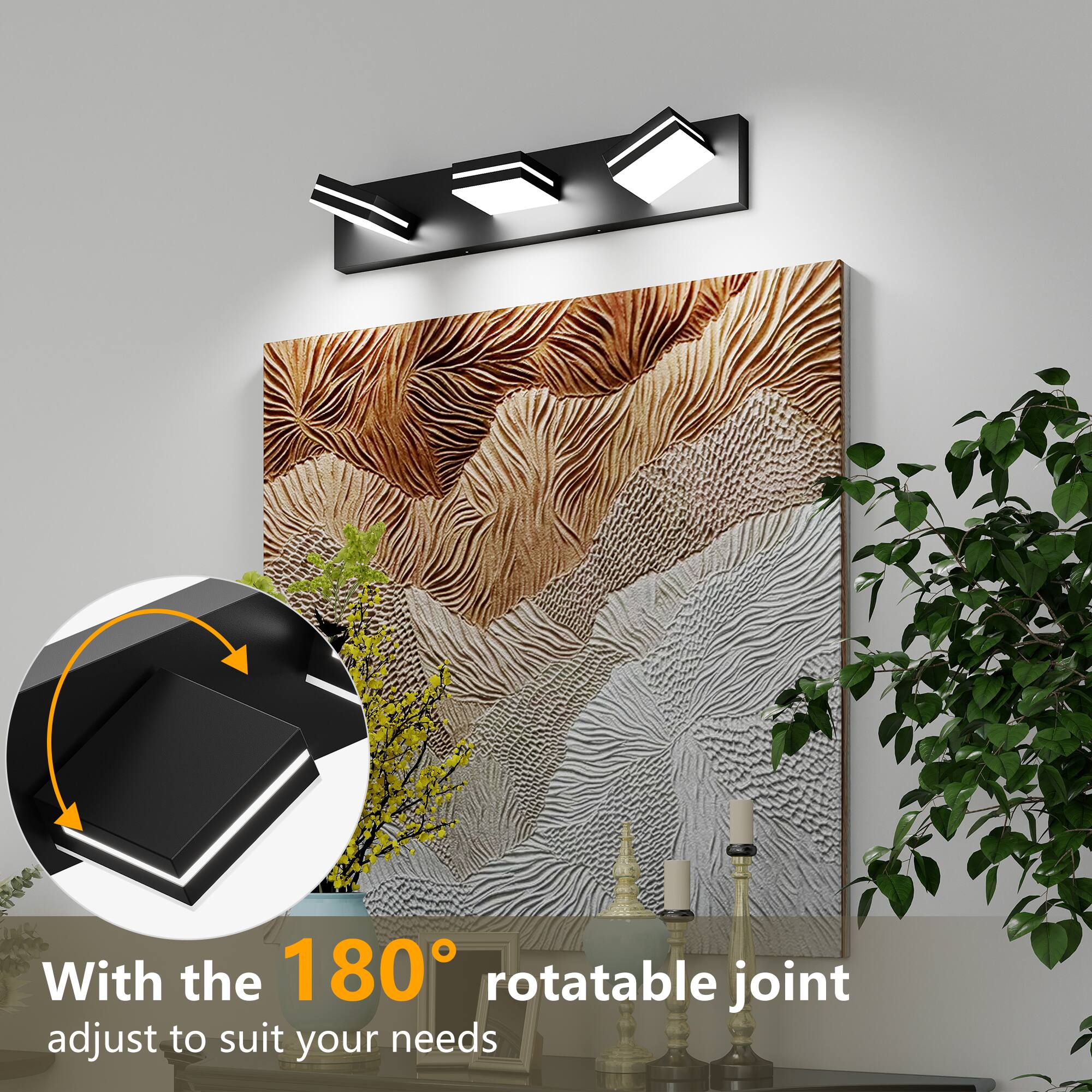 With the 180° rotatable joint adjust to suit your needs